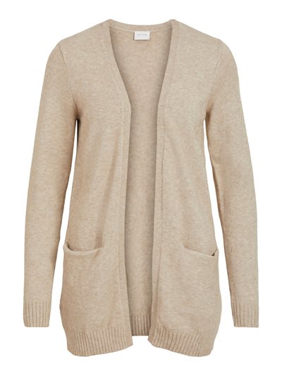 VILA RIL NATURAL MELANGE OPEN STRIK CARDIGAN - 14044041 