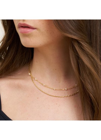 PURE BY NAT LINA NECKLACE W. GEMSTONES/PEARLS - 31863