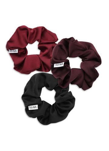 SUI AVA 3-PACK RIBBON SCRUNCHIES BLACK/BURGUNDY/FRESH WINE - SA2504150