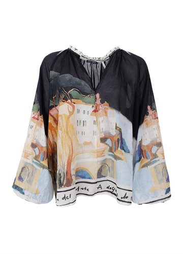 BLACK COLOUR RIVIERA BLOUSE BLACK - 40981